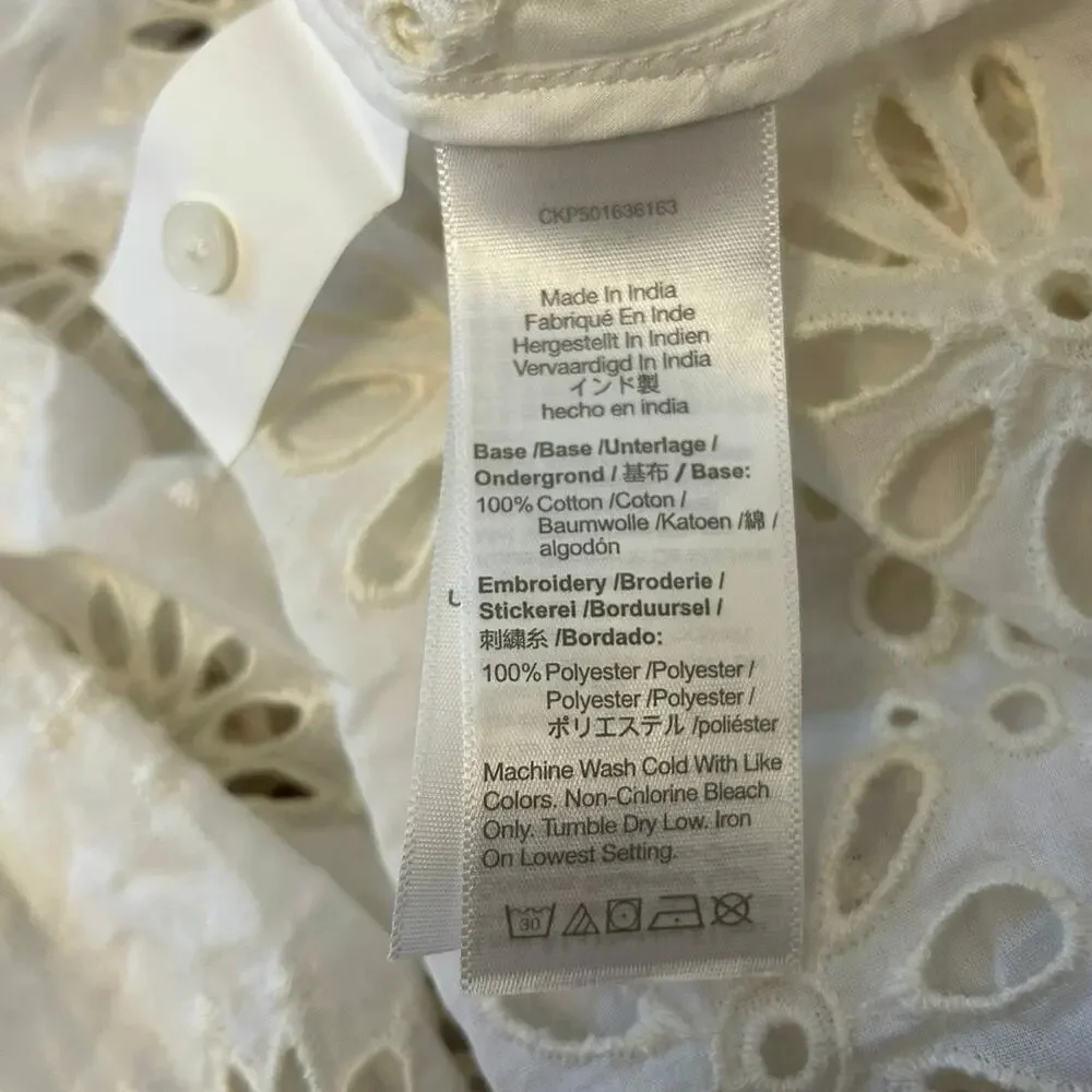 NWT Madewell Embroidered Shirred Puff-Sleeve Top in Floral Eyelet Size XXS